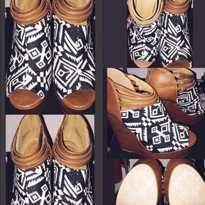 Tribal Wedge Peep toe Heels